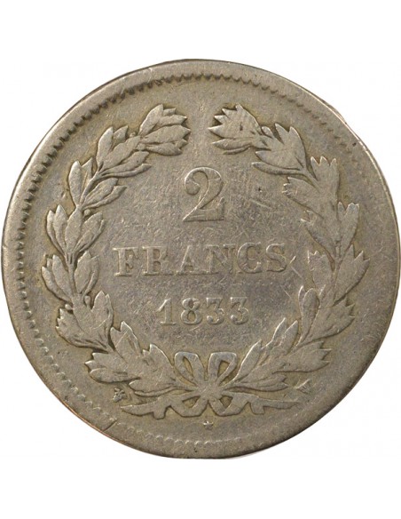 Louis-Philippe Ier 2 francs Argent 1833 W Lille