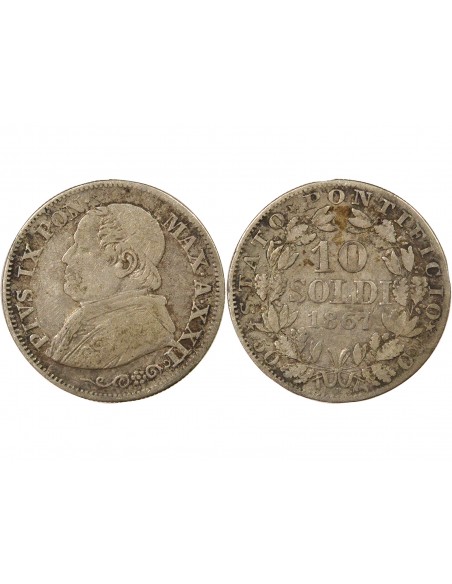 Vatican Pie IX 10 soldi Argent 1867 R Rome