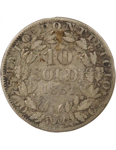 Vatican Pie IX 10 soldi Argent 1867 R Rome