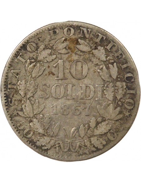 Vatican Pie IX 10 soldi Argent 1867 R Rome