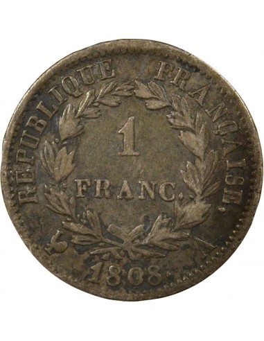 Roi d'Italie République 1 franc Argent 1808 A - Paris