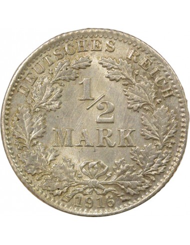 Allemagne 1/2 mark Argent 1916 D Munich