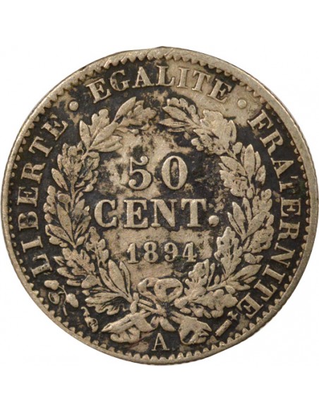 Céres - Demeter IIIème République 50 centimes Argent 1894 A - Paris