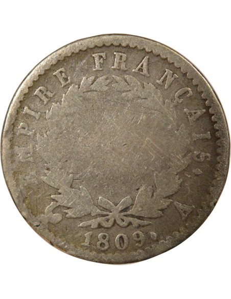 Roi d'Italie Empire 1/2 franc Argent 1809 A - Paris