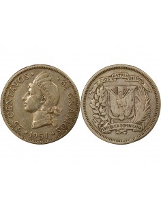 République dominicaine 25 centavos Argent 1951 Philadelphie