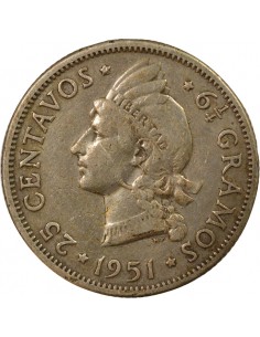 République dominicaine 25 centavos Argent 1951 Philadelphie 2