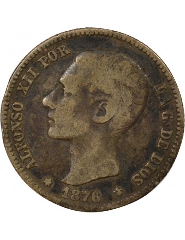 Espagne Alphonse XII d'Espagne 1er Portrait 1 peseta Argent 1876 AI Madrid