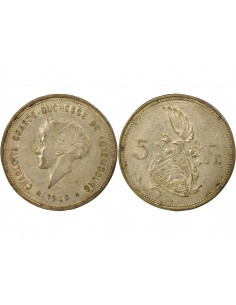 Luxembourg Charlotte 5 francs Argent 1929 F Stuttgart