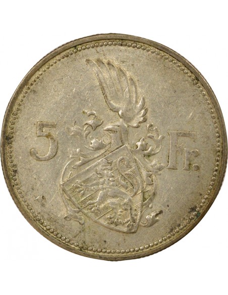 Luxembourg Charlotte 5 francs Argent 1929 F Stuttgart