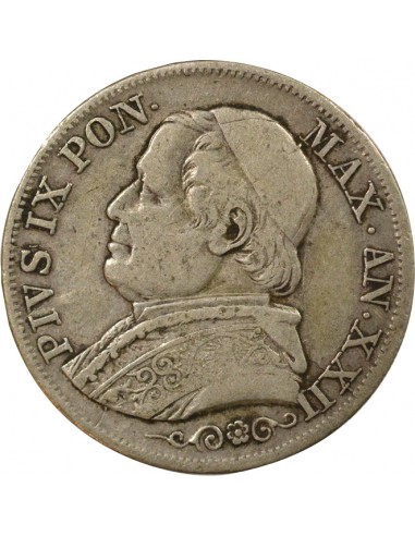 Vatican Pie IX 1 lira Argent 1867 R Rome