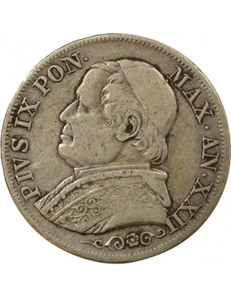 Vatican Pie IX 1 lira Argent 1867 R Rome