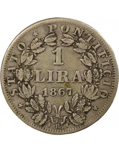 Vatican Pie IX 1 lira Argent 1867 R Rome