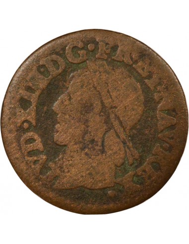 Légende latine 1 double tournois Cuivre 1643 E Tours