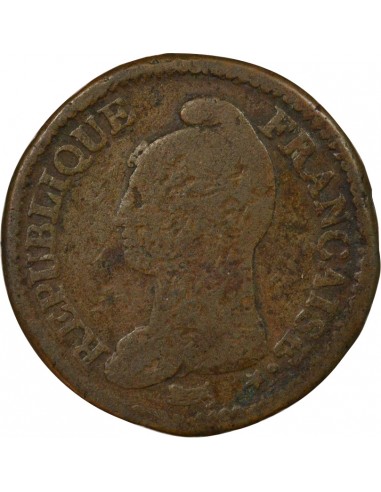 Modification du 2 Décimes 1 décime Cuivre An 5 A Paris