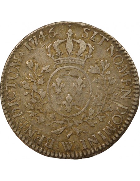 Louis XV Au Bandeau Ecu au bandeau Argent 1746 W Lille