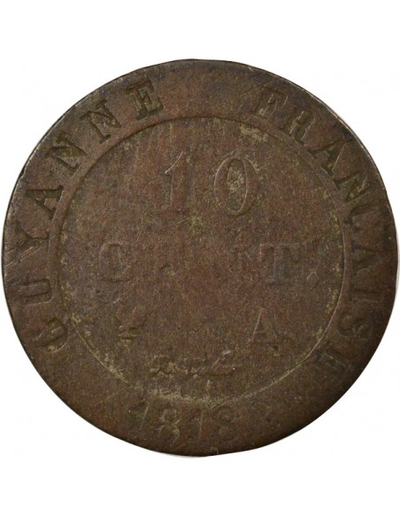 Guyane Française Louis XVIII 10 cents Billon 1818 A Paris
