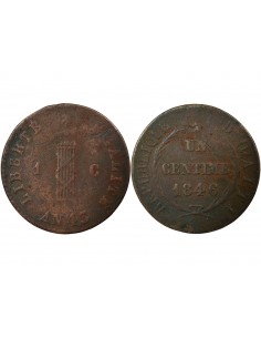 Haïti Grand Module 1 Centime Cuivre 1846 (An 43)