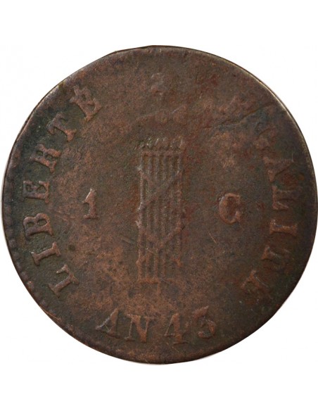 Haïti Grand Module 1 Centime Cuivre 1846 (An 43)