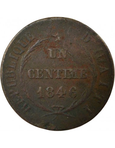 Haïti Grand Module 1 Centime Cuivre 1846 (An 43)
