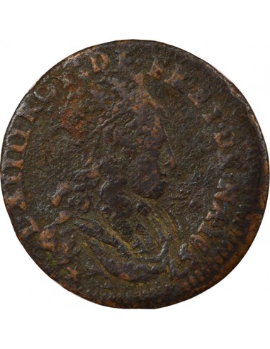 Louis XIV Au Buste Juvénile 1 liard Cuivre 1657 Acquigny