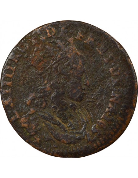 Louis XIV Au Buste Juvénile 1 liard Cuivre 1657 Acquigny