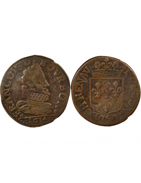 François de Bourbon-Conti Grand Buste Liard Cuivre 1614 Château-Regnault