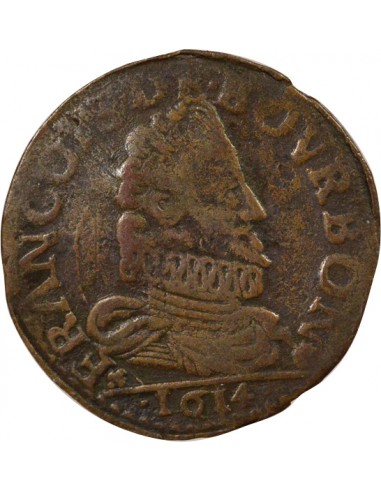 François de Bourbon-Conti Grand Buste Liard Cuivre 1614 Château-Regnault