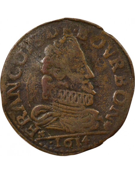 François de Bourbon-Conti Grand Buste Liard Cuivre 1614 Château-Regnault