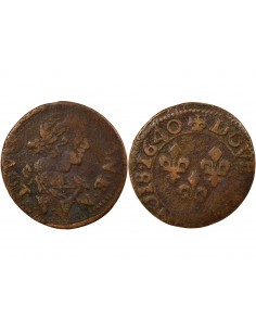 Louis XIII Type 2 1 double tournois Cuivre 1640 B Rouen