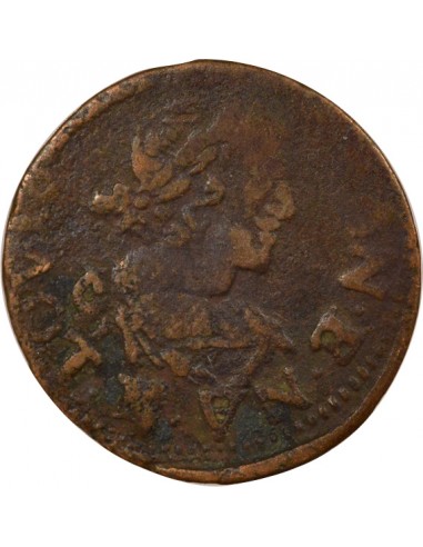 Louis XIII Type 2 1 double tournois Cuivre 1640 B Rouen