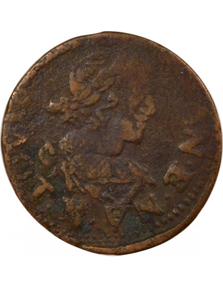 Louis XIII Type 2 1 double tournois Cuivre 1640 B Rouen