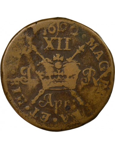 Irlande Roi Jacques II 12 pence Bronze 1690