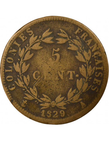 Guyane Française Charles X 5 Centimes Bronze 1829 A Paris