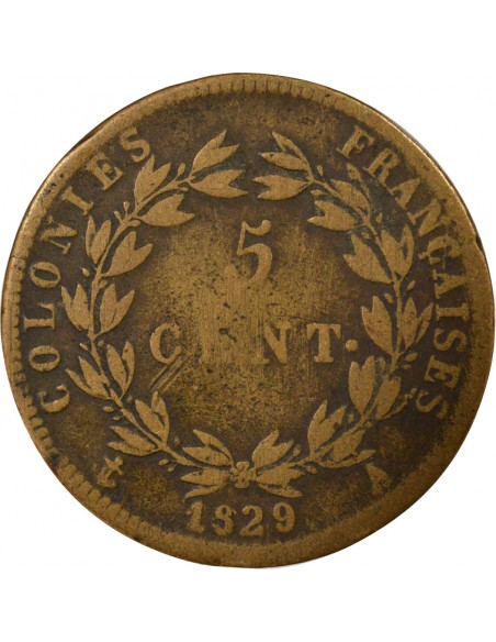 Guyane Française Charles X 5 Centimes Bronze 1829 A Paris