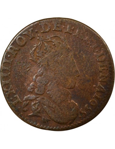 Louis XIV Au Buste Juvénile 1 liard Cuivre 1655 C Caen