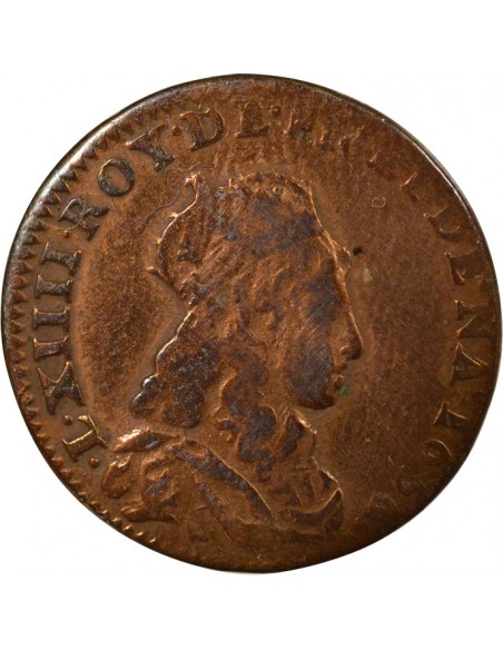 Louis XIV Au Buste Juvénile 1 liard Cuivre 1656 Nîmes