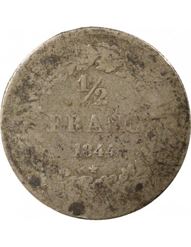 Belgique Léopold I de Belgique  Tête laurée 1/2 franc Argent 1844 B. Bruxelles
