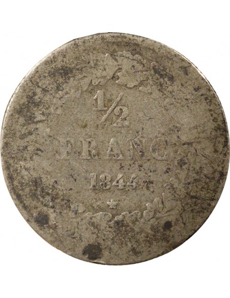 Belgique Léopold I de Belgique  Tête laurée 1/2 franc Argent 1844 B. Bruxelles