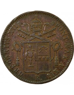 Vatican Pape Grégoire XVI 1 baiocco Cuivre 1843 R Rome 2