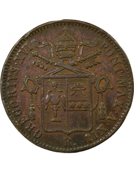 Vatican Pape Grégoire XVI 1 baiocco Cuivre 1843 R Rome