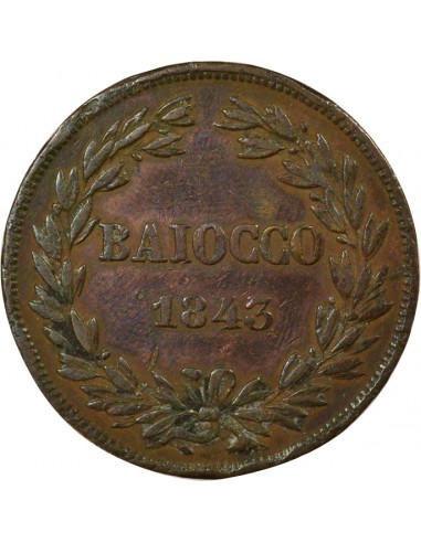 Vatican Pape Grégoire XVI 1 baiocco Cuivre 1843 R Rome