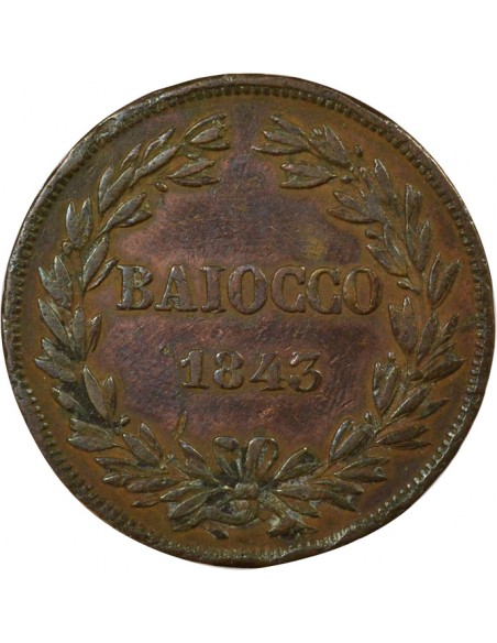 Vatican Pape Grégoire XVI 1 baiocco Cuivre 1843 R Rome