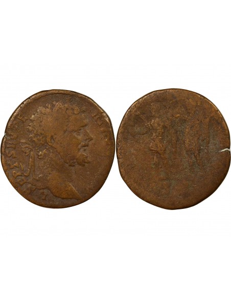 Rome Empire Septime Sévère Rome couronnant l'Empereur Sesterce Laiton 195 R Rome