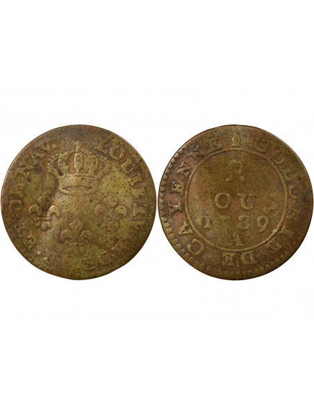 Guyane Française Louis XVI 2 sous Billon 1789 A Paris