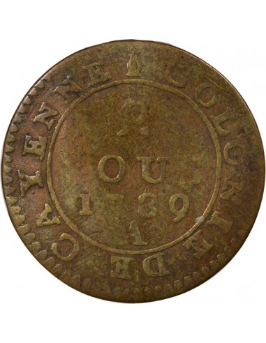 Guyane Française Louis XVI 2 sous Billon 1789 A Paris