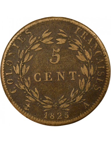 Guyane Française Charles X 5 Centimes Bronze 1825 A Paris