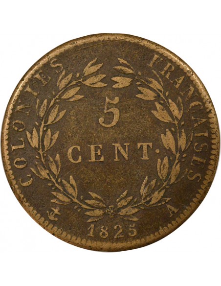 Guyane Française Charles X 5 Centimes Bronze 1825 A Paris