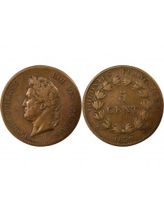 Guyane Française Louis-Philippe Ier 5 Centimes Bronze 1839 A Paris