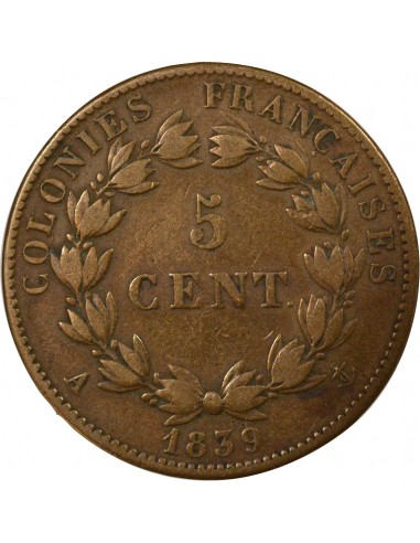 Guyane Française Louis-Philippe Ier 5 Centimes Bronze 1839 A Paris