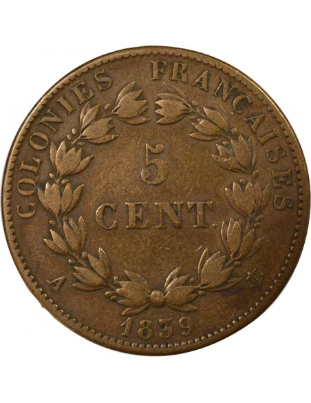 Guyane Française Louis-Philippe Ier 5 Centimes Bronze 1839 A Paris